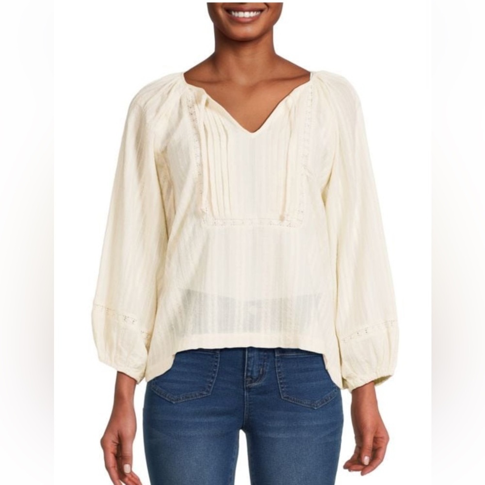 Marine Layer Cream Peasant Blouse